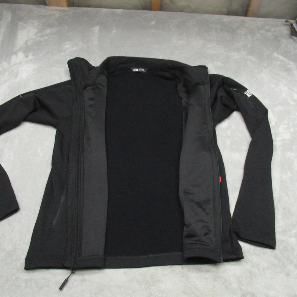 North Face Jacket Mens Medium Black Mountain Peaks Fleece Full Zip Hike LOGO NEW
